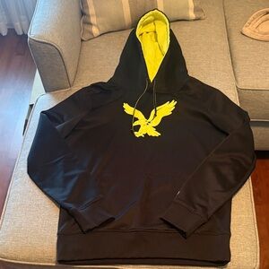 American Eagle Outfitters Black Hoodie with Neon Yellow Eagle
